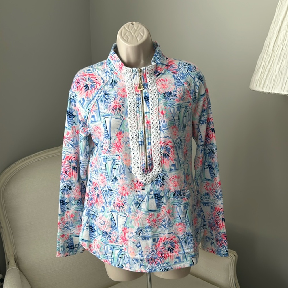 Lilly Pulitzer Zip Top Fireworks and Sailboats